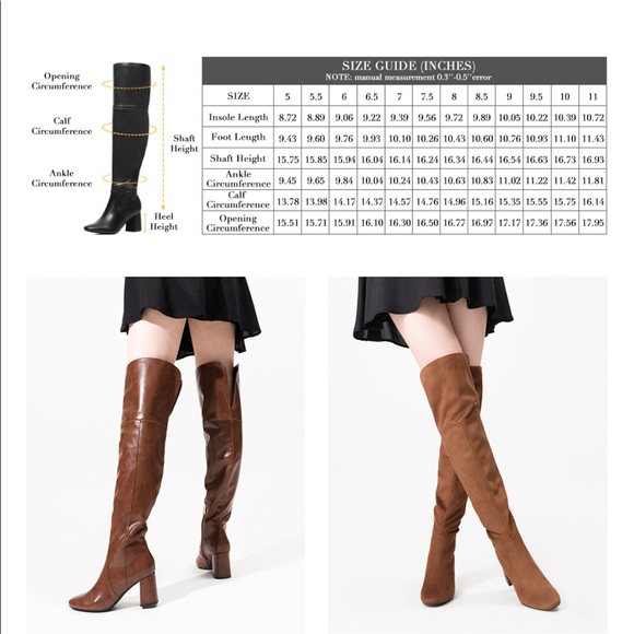 Over the Knee Chunky Heel Long Leather Boots - Picture 7 of 7